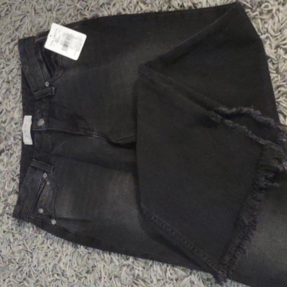 Free people mid-rise vintage black frayed distressed hemline new denim Jeans 25 - Picture 3 of 10